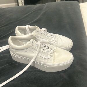 All white platform vans